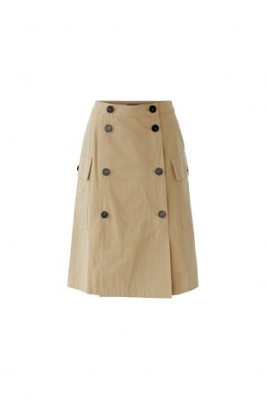 Pullover-Oui-kaki-halbarm-rundhals-Fransenstruktur-boxy