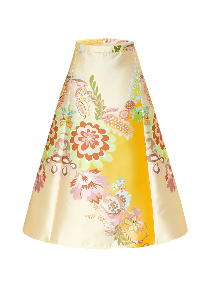 Rock-Herzens-Midirock-Sommer-gelb-hellgelb-buttergelb-blumen-floral-print