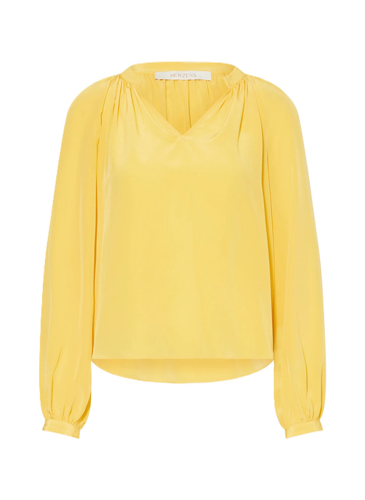 Bluse-Herzens-Seide-Ballonärmel-lang-zart-buttergelb-gelb-sommerlich