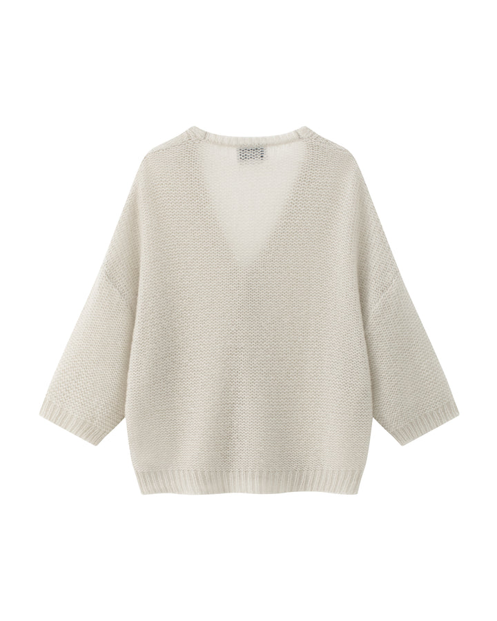 Strickjacke-Lu Ren-Alegra-Kaschmir-Seide-Weicher-Strick-Knöpf-weiter Schnitt-beige-hellgrau