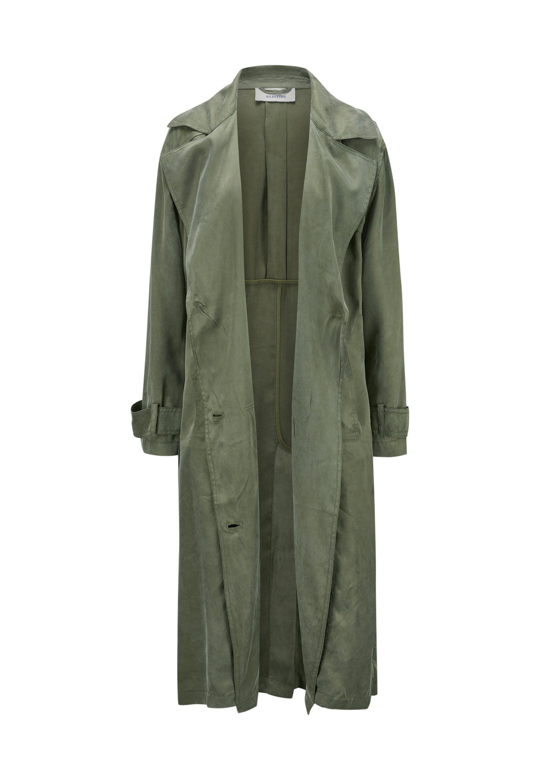 Mantel-Milestone-MSIzzy-Trench-kaki-ungefuettert-Guertel-Kragen 