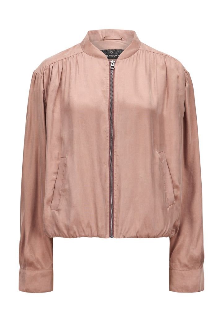Jacke-Milestone-MSVamp-Zip-seidiger Look-Taschen-Collegekragen-rosa