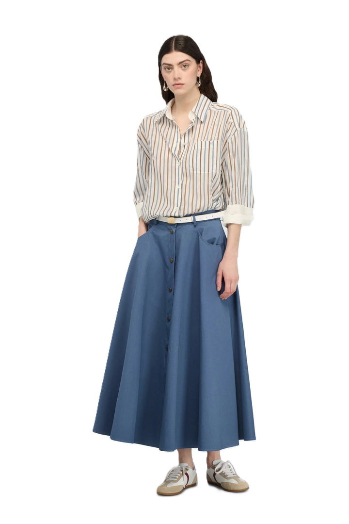 Bluse-Semicouture-CAMICIA GRACIA-Streifen-luftig-weit-3/4 Aermel-Manschette