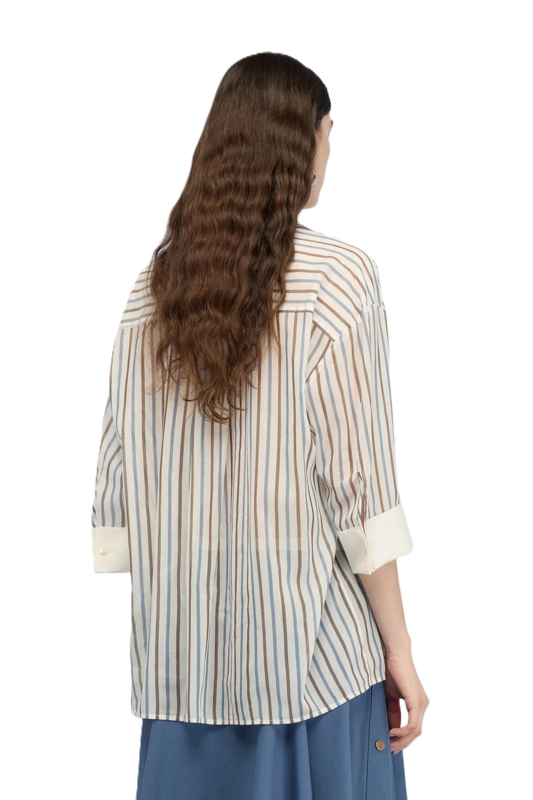 Bluse-Semicouture-CAMICIA GRACIA-Streifen-luftig-weit-3/4 Aermel-Manschette