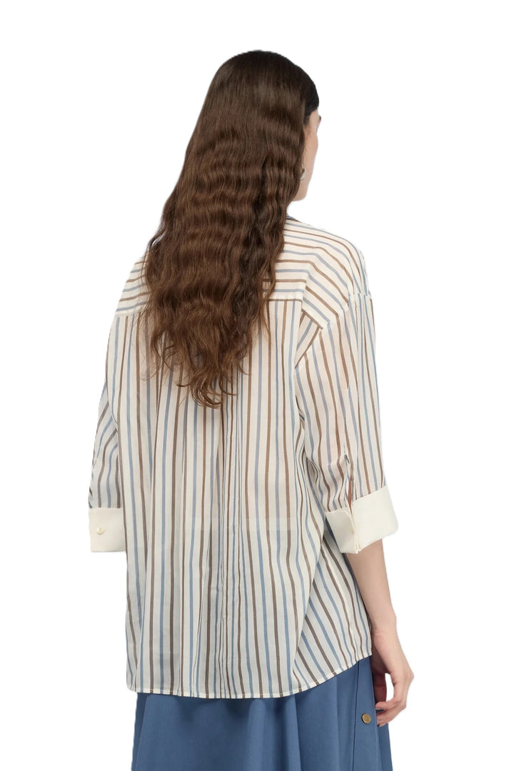 Bluse-Semicouture-CAMICIA GRACIA-Streifen-luftig-weit-3/4 Aermel-Manschette