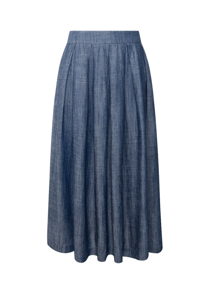 Rock-0039 Italy-Kylie-Denimoptik-Gummibund-blau-Taschen-Falten 