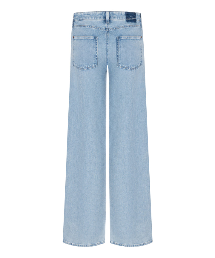 Jeans-Cambio-Baggy-hellbalu-Tunnelzug-Baendchen-gerade Form-langes Bein