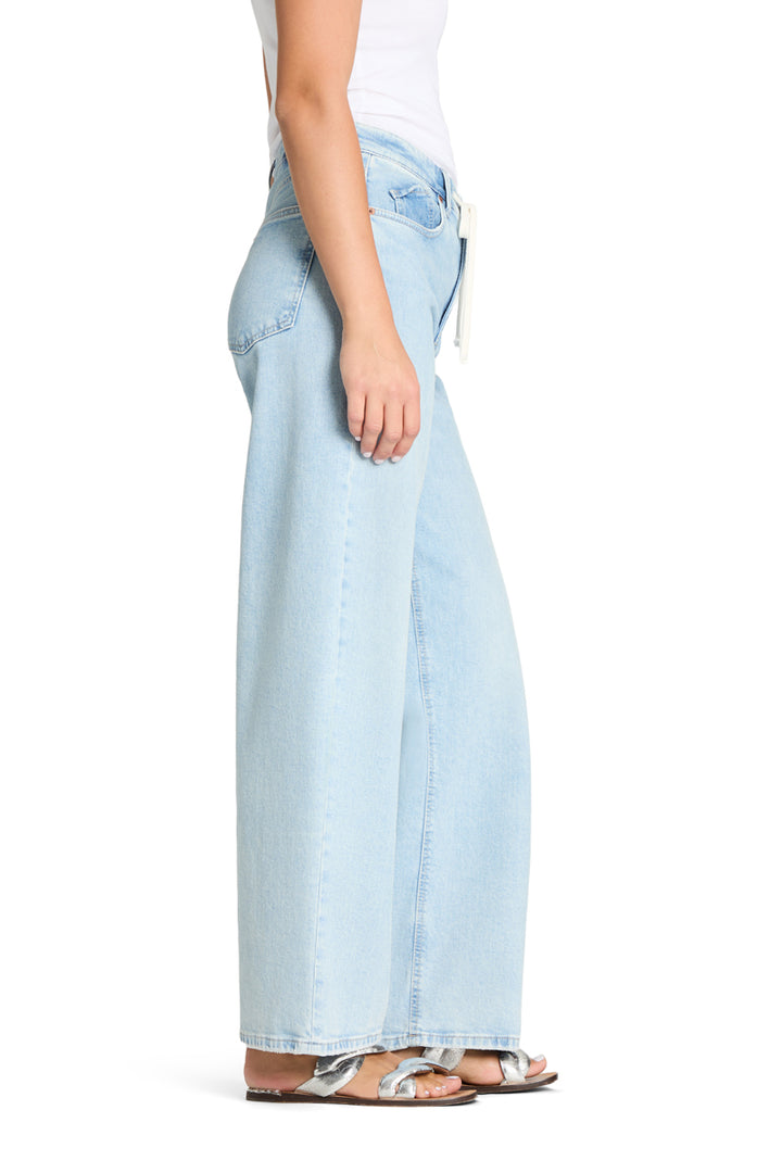 Jeans-Cambio-Baggy-hellbalu-Tunnelzug-Baendchen-gerade Form-langes Bein