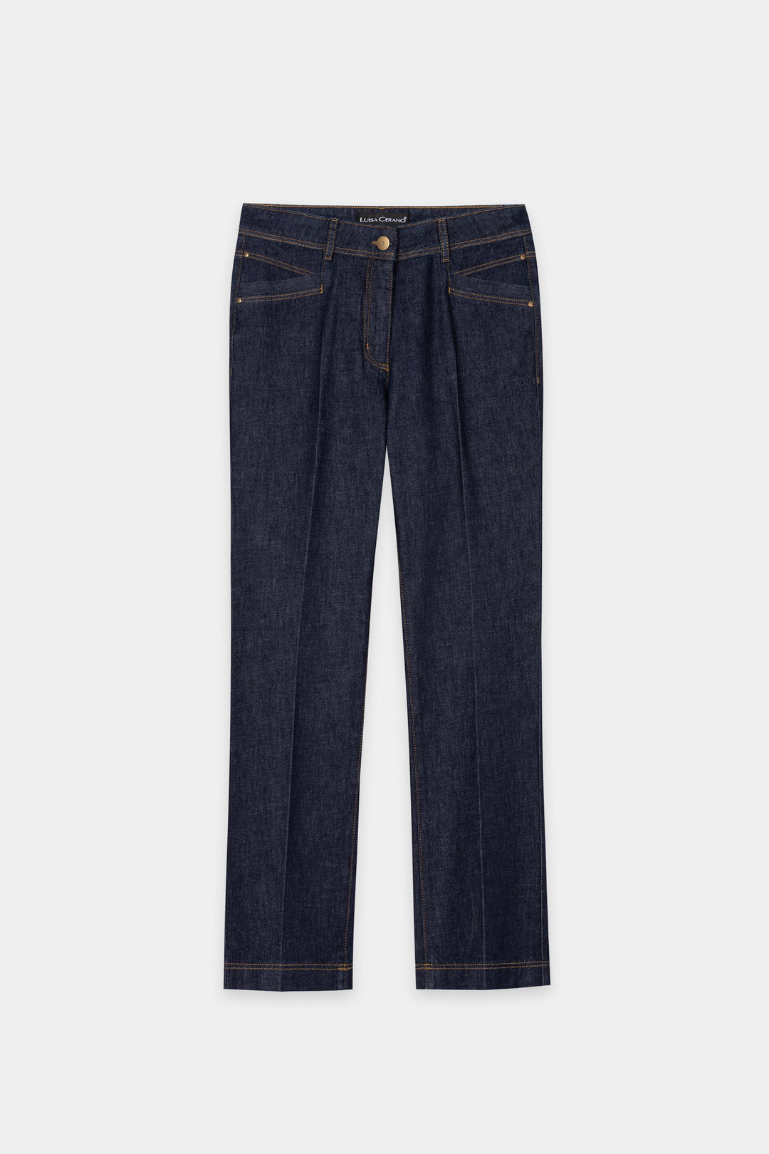 Hose-Luisa Cerano-Authentic-Kickflare-Denim-blau-gerade-Jeans-Taschen