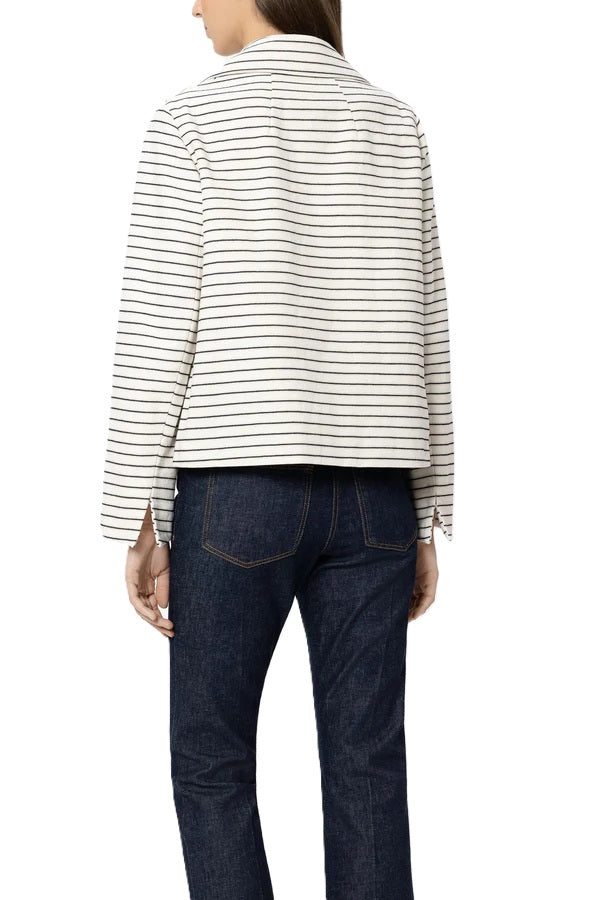 Jacke-Luisa Cerano-Cabanjacke-Streifen-Revers-Doppelreiher-Boxy-blau-weiß