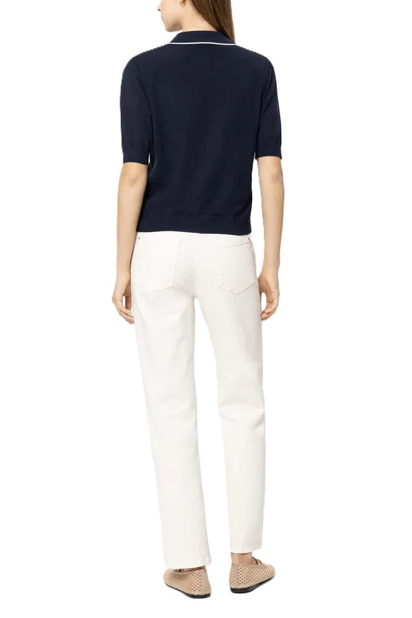 Jeans-Luisa Cerano-Authentic-Straightleg-Denim-coloured Denim-creme-Gerade Form-Knopf