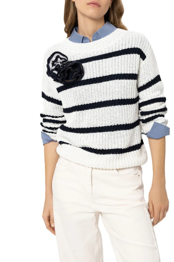 Brosche-Luisa Cerano-Strick-Brosche-blau-Pailletten