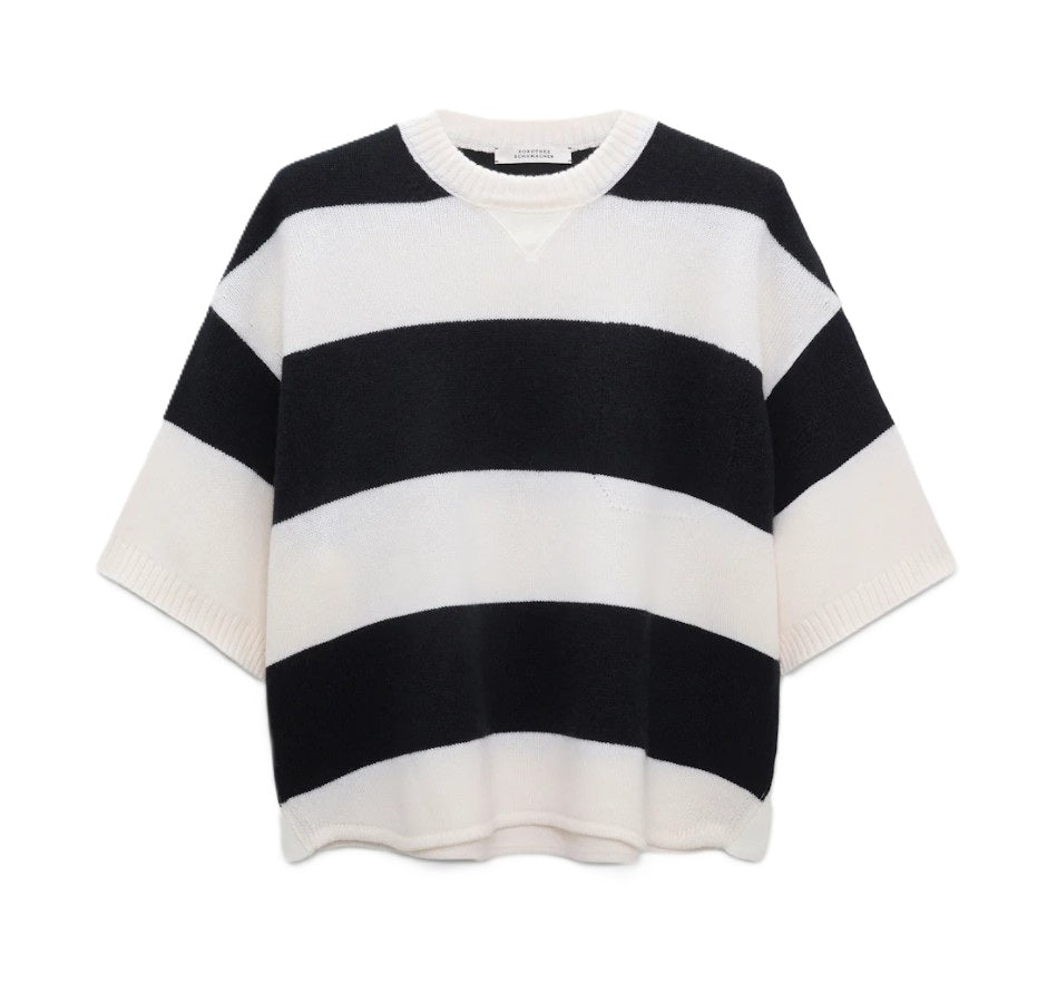 Pullover-Dorothee-Schumacher-Halbarm-Gestreift-blau-weiß