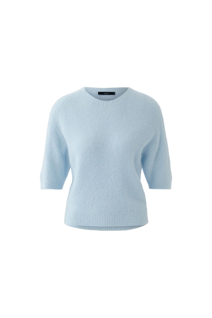 Pullover-Oui-Kurzarm-flauschig-hellblau-blau-alpaka