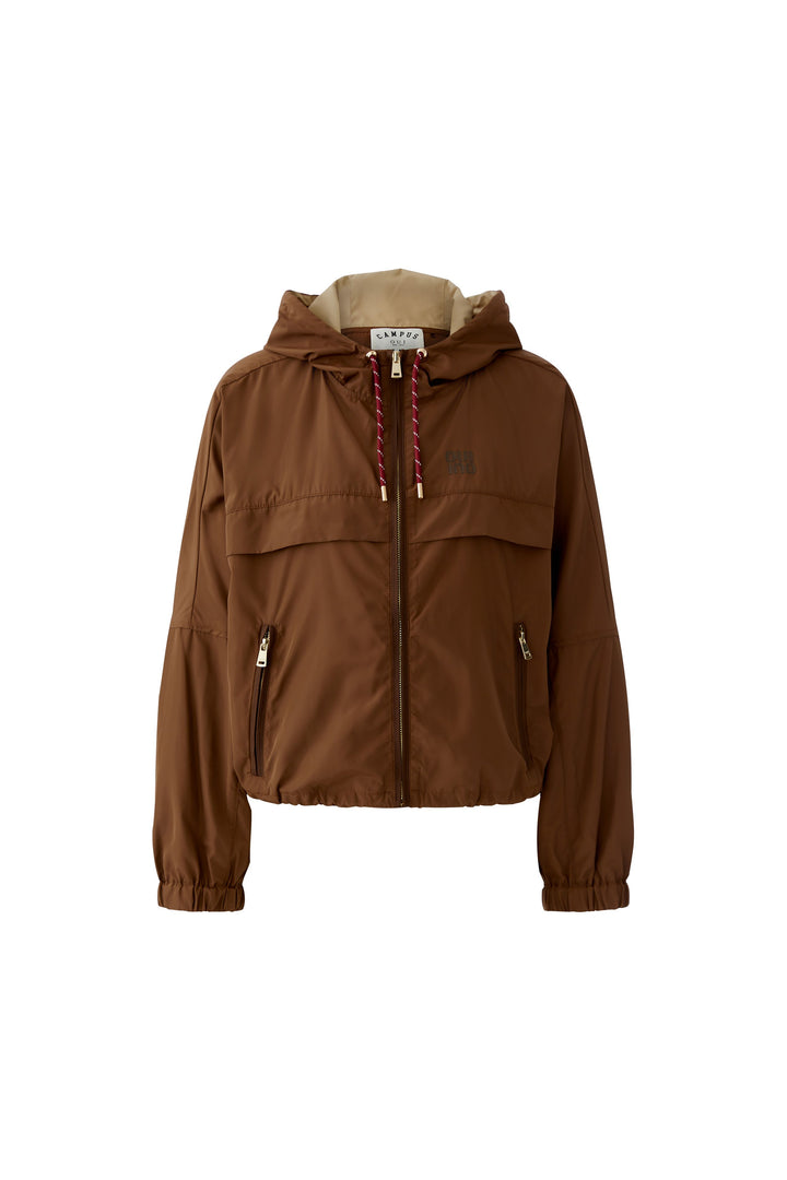 Jacke-Oui-Regenjacke-Reißverschluss-Kapuze-Kordeln-braun