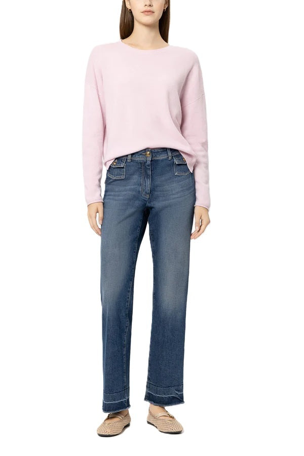 Jeans-Luisa-Cerano-Stretsch-schmal-used-washed-Hose-aufgesetzte Taschen-dunkelblau-blau