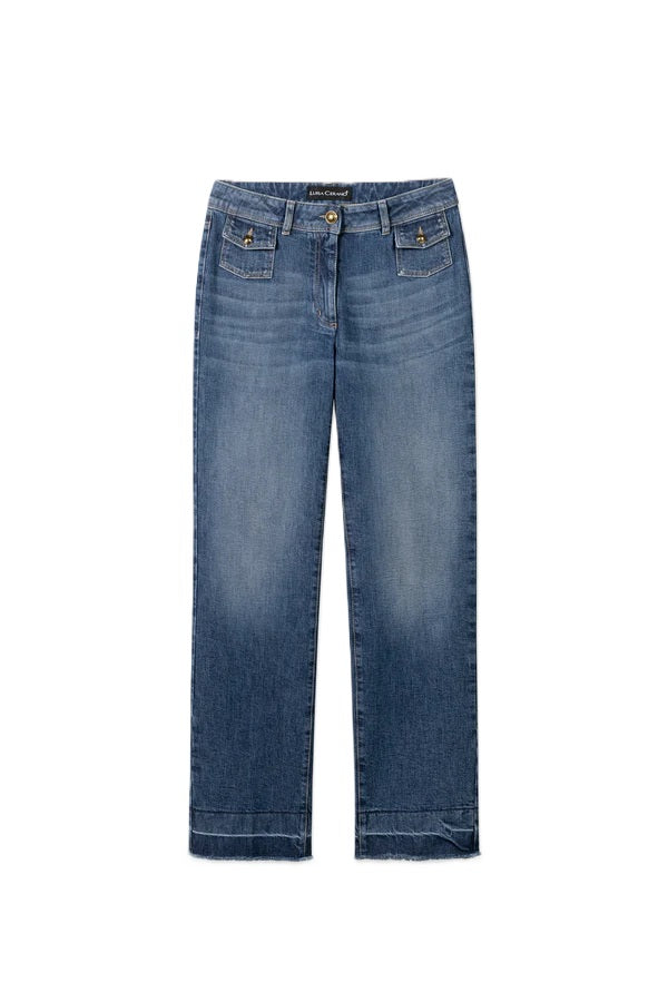 Jeans-Luisa-Cerano-Stretsch-schmal-used-washed-Hose-aufgesetzte Taschen-dunkelblau-blau