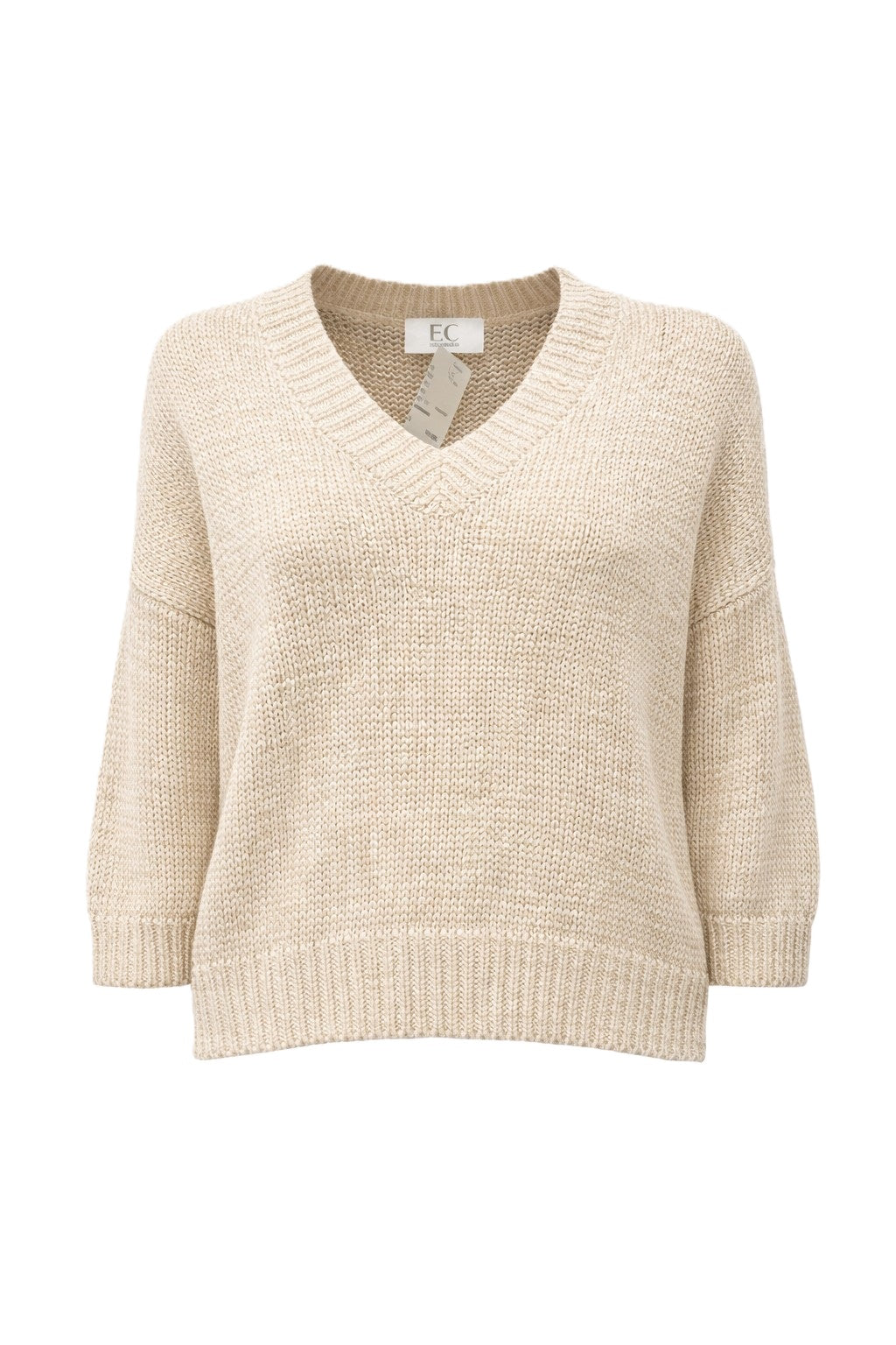 Halbarm-FFC Fashion-Strick-Baumwolle-Beige