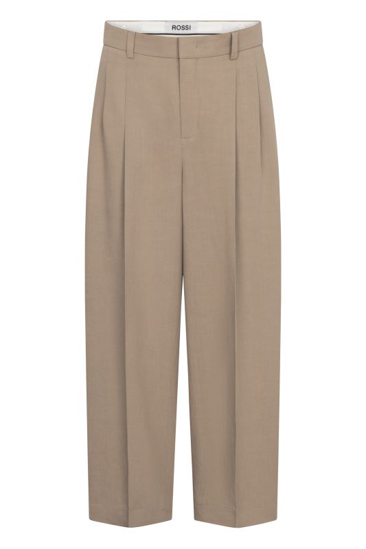 Hose-Rossi-Noa Crop-Bundfaltenhose-Anzugshose-braun-beige-Verkürztes Bein-O-Shape