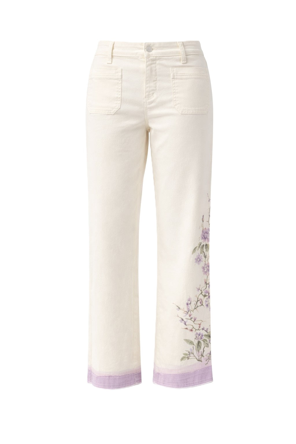 Jeans-Cambio-Tess-pocket-cropped-Blumen-Print-beige-lila