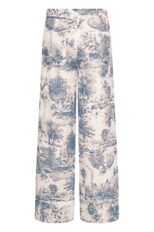 blau-weiß-Seductive-Hose-Gummiband-gerade-leinen-print