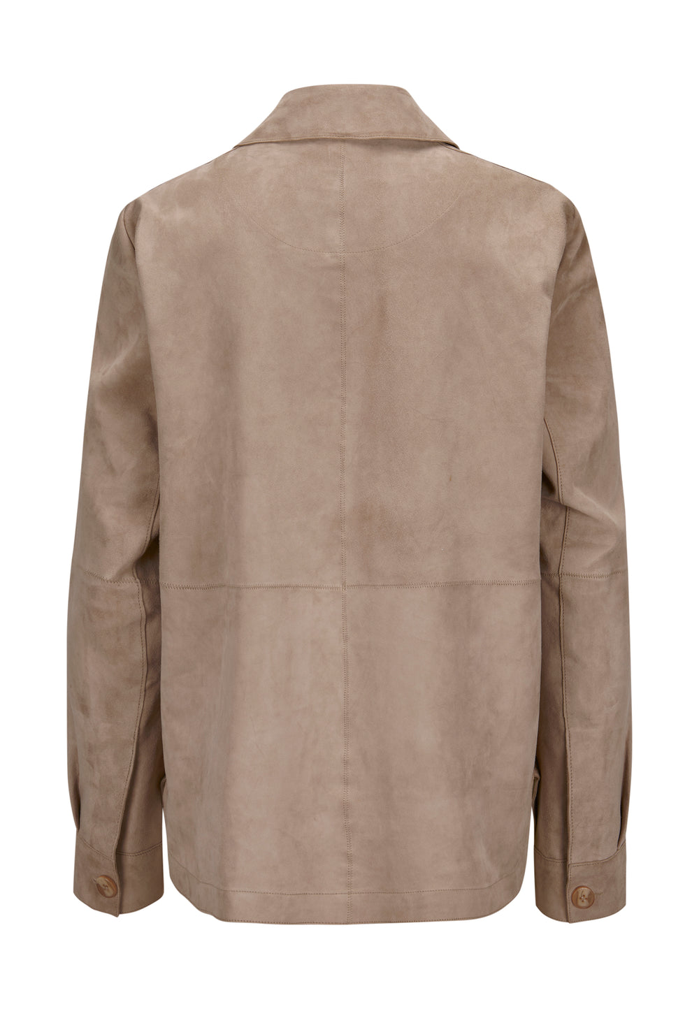 Lederjacke Milestone MSVicki in beige. Schönes Lederhemd aus Ziegenvelours mit Kragen und Knopfleiste. Die Rückseite ist nappiert und das Hemd hat eine reguläre Passform. Das Hemd hat aufgesetzte Brusttaschen und Ärmel zum Hochkrempeln. Die Manschetten haben Schlitze und Knöpfe. Der Saum ist abgerundet und an der Seitennaht Schlitze. Das Hemd ist ungefütteert