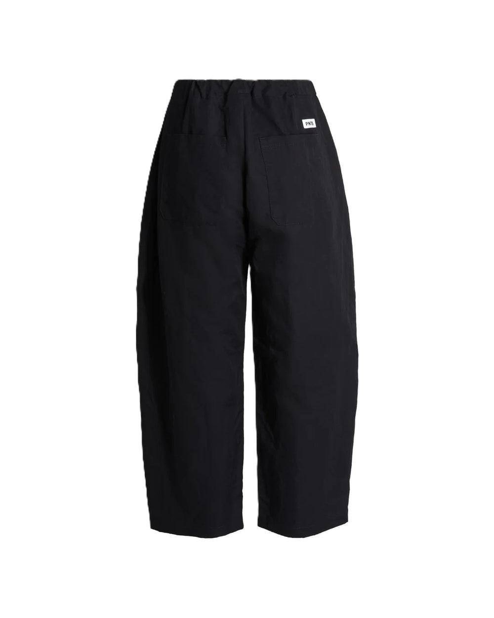 Hose PNTS 35_THE MINI L. in schwarz. Tolle Hose in schwarz mit Bundfalten und O Shape. Die Hose ist verkürzt geschnitten und hat eine Ballonform mit Gummizug auf der Rückseite.