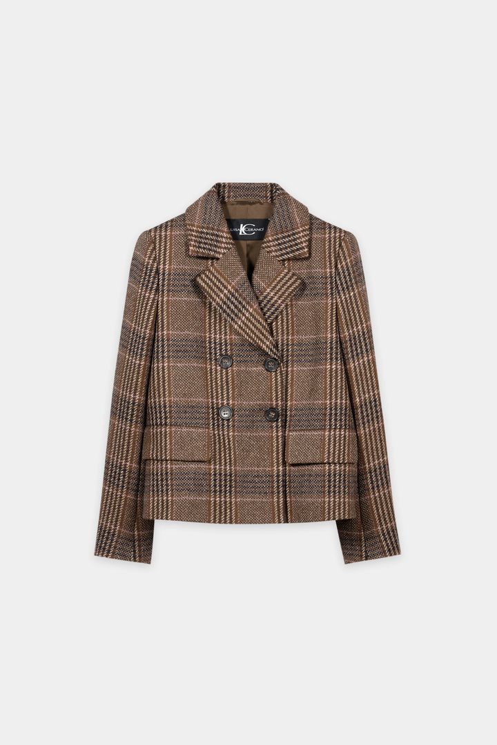 Karo-Blazer aus Woll-Mix
