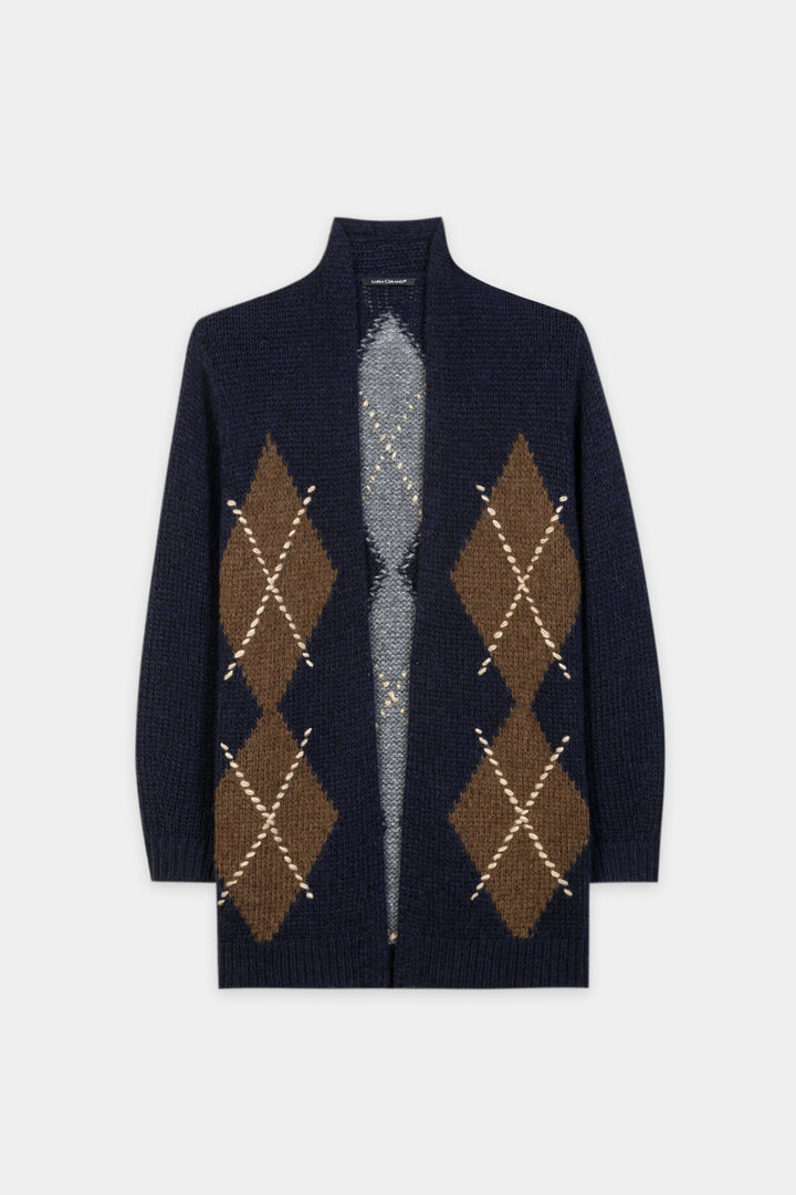 Alpaka-Mix-Cardigan mit Muster
