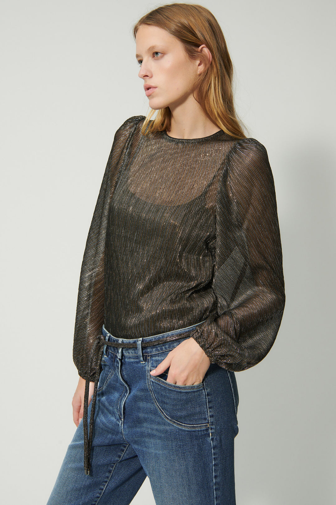 Luisa Cerano lamé blouse shirt