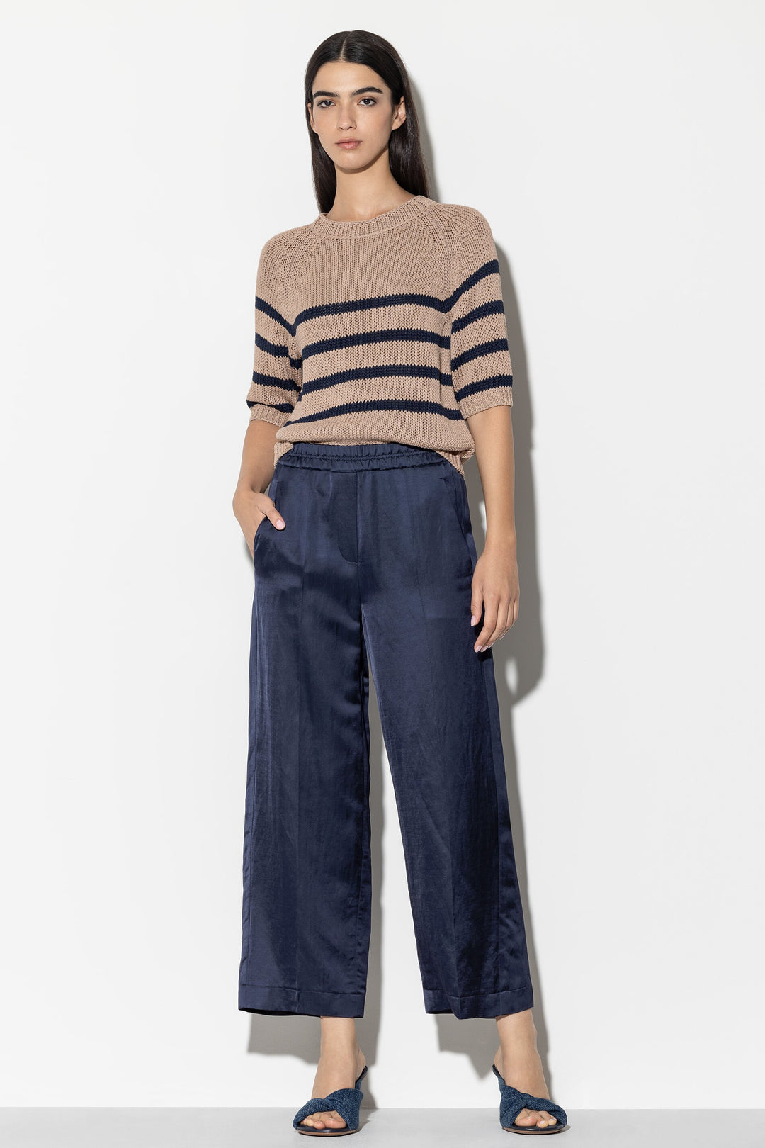 Hose Luisa Cerano Wideleg-Pants aus Leinen-Mix