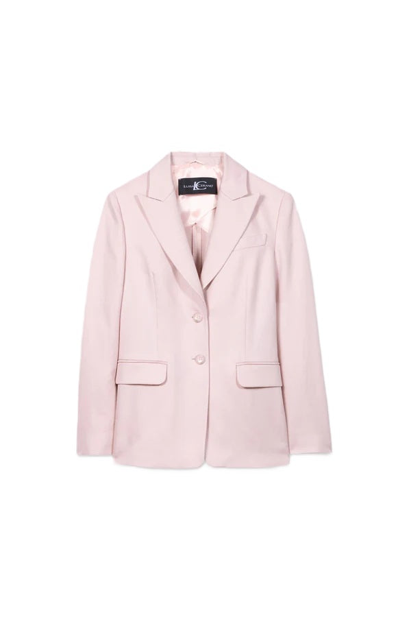 Blazer von Luisa Cerano in rosa. Der Blazer hat eine gerade Form und ein Revers mit Knöpfen. 