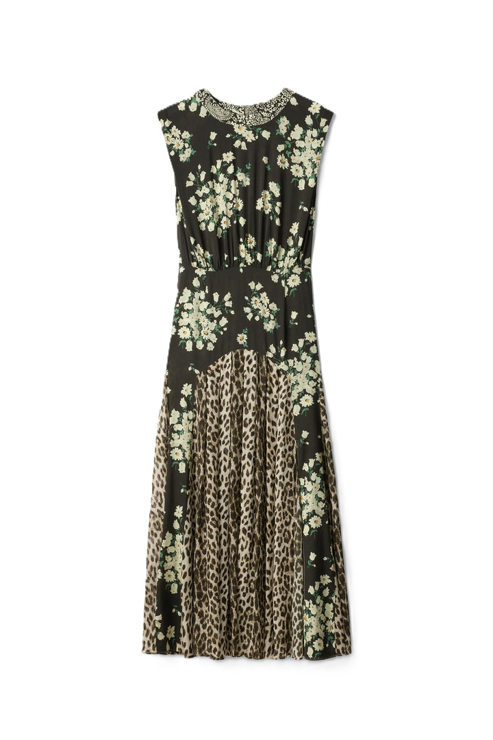 Kleid Rixo Coralie. Wunderschönes und feminines Kleid von Rixo. Das Kleid verbindert zwei verschiedene Drucke gekonnt miteinander und ist dadurch ein besonderes Highlight. Es hat keine Ärmel und ist mittellang geschnitten. Es hat einen Rundhalsausschnitt und ist an der Taille figurbetont geschnitten.