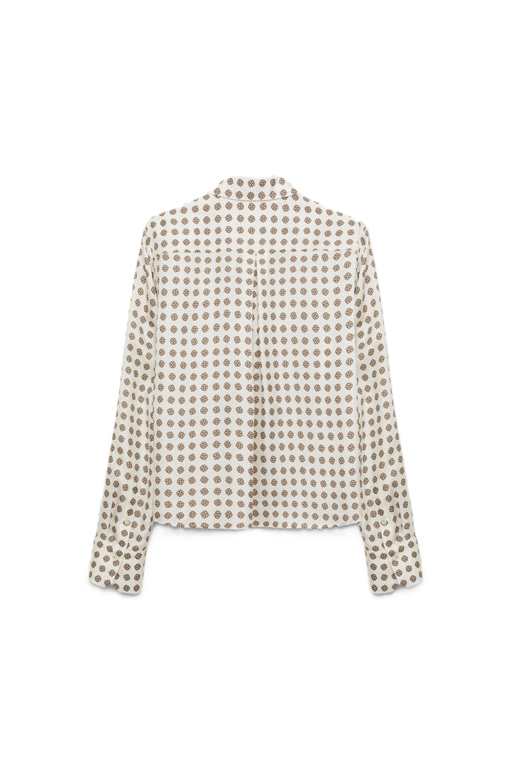 Bluse Dorothee Schumacher GRAPHIC DREAMS blouse ist eine Schluppenbluse. Sie ist gemustert in braun und weiß. 