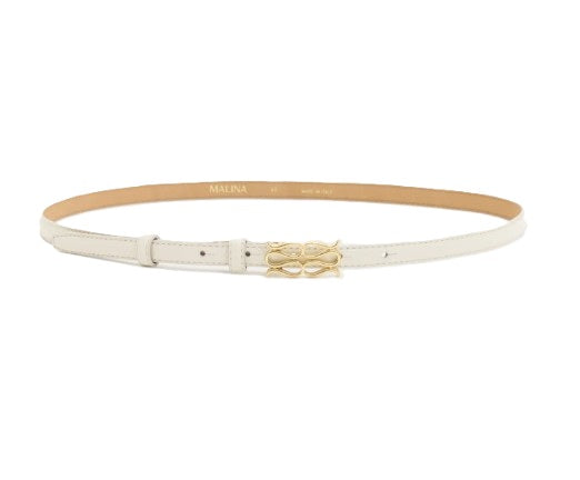 Gürtel Malina Mini Monogram Leather Belt. Schmaler Gürtel aus Leder mit Monogrammschnalle. 