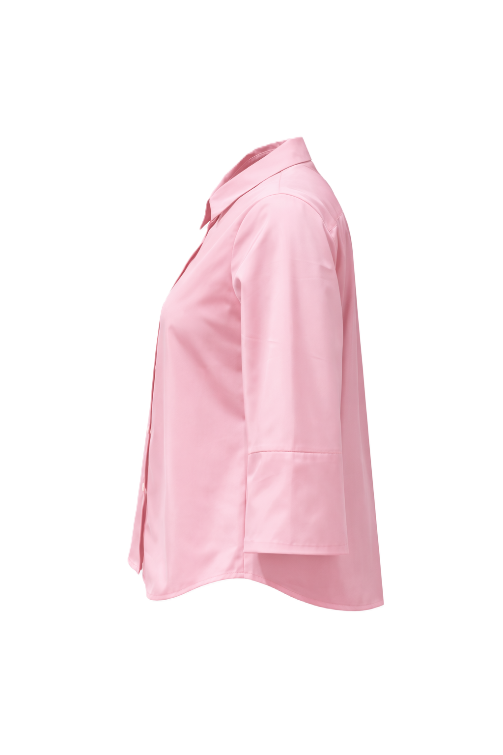 Taftbluse The White Shirt. Coole Bluse in verkürzter kastiger Form. Die Bluse hat einen Kragen und eine Knopfleiste. Sie hat einen halben Ärmel und eine Kellerfalte am Rücken in rosa