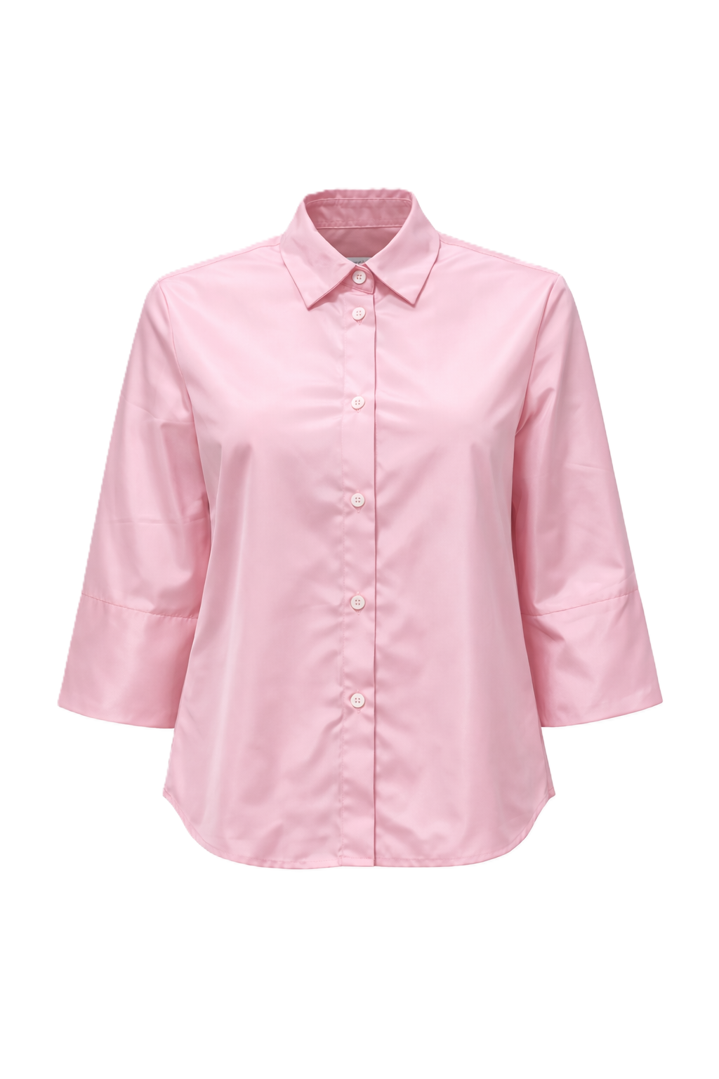 Taftbluse The White Shirt. Coole Bluse in verkürzter kastiger Form. Die Bluse hat einen Kragen und eine Knopfleiste. Sie hat einen halben Ärmel und eine Kellerfalte am Rücken in rosa