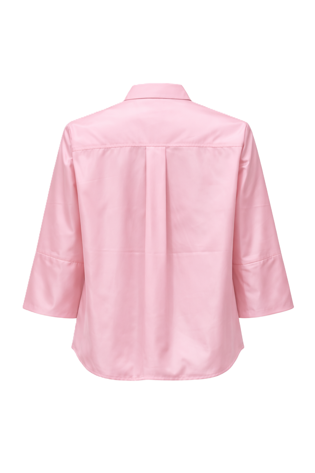 Taftbluse The White Shirt. Coole Bluse in verkürzter kastiger Form. Die Bluse hat einen Kragen und eine Knopfleiste. Sie hat einen halben Ärmel und eine Kellerfalte am Rücken in rosa