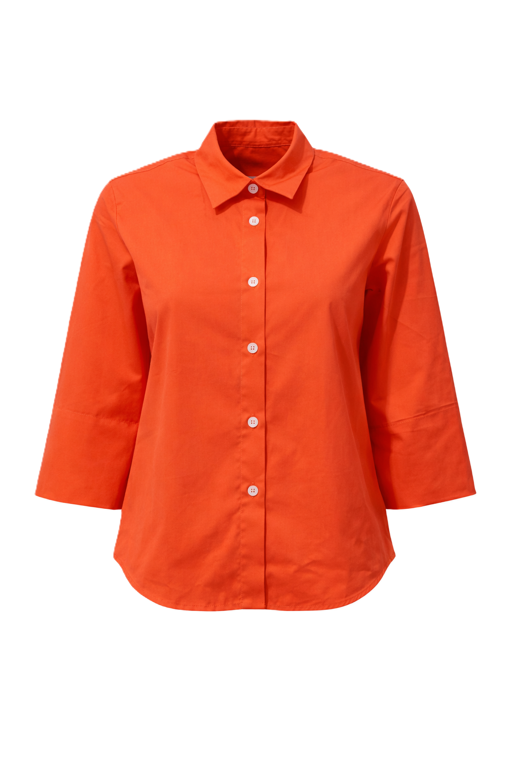 Hemdbluse The White Shirt in orange. Diese klassische Hemdbluse überzeugt mit ihrem Hemdkragen und der durchgehenden Knopfleiste. Sie hat halblange Ärmel und eine Rückenfalte.