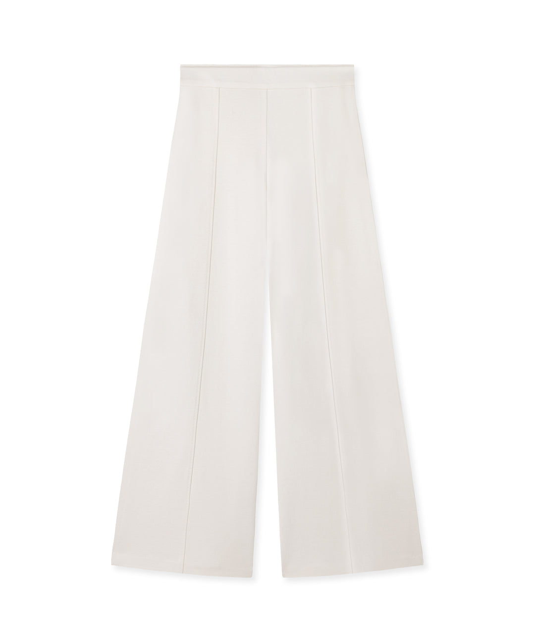 Hose Cambio Amber in 030 Winter White/Ecru. Lange Hose mit weitem Bein und Ziernaht auf der Vorderseite. Seitliche Eingriffstaschen und bequemer Gummibund. Stecktaschen auf der Rückseite.