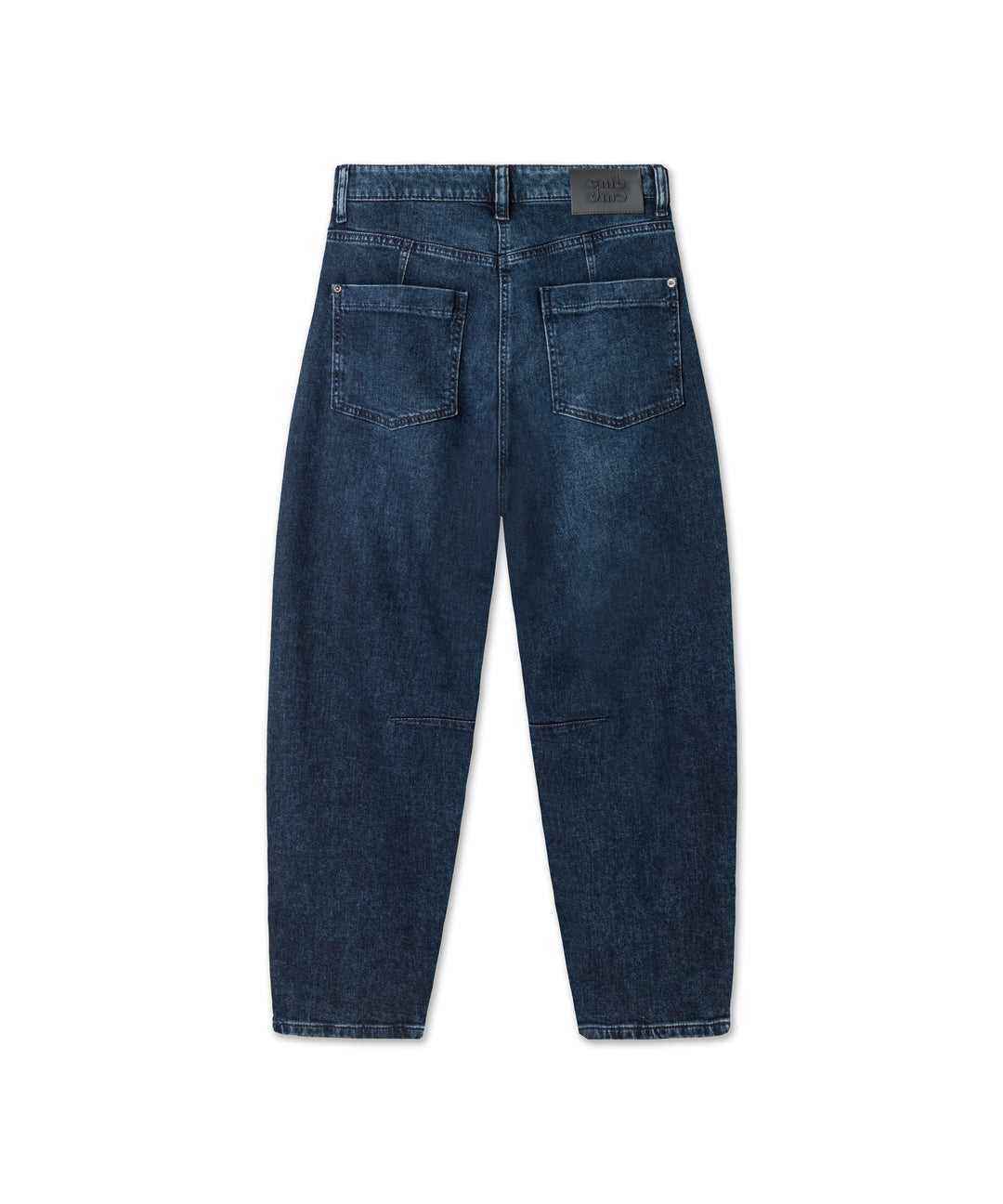 Jeans CAMBIO Elia in Midnight Indigo Dunkelblau. Barrel Leg Fit mit lässiger O-Silhouette und mittlerer Leibhöhe. Washed-Look und prägnante Teilungsnähte vorne. 5-Pocket-Design mit Gürtelschlaufen sowie Knopf- und Reißverschluss.