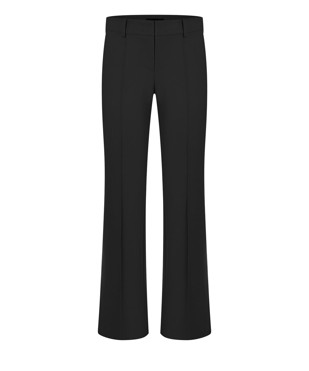 Hose Cambio Farah in schwarz. Schöne Hose mit geradem verkürztem Bein. Die Hose hat Gürtelschlaufen und seitliche Einschubtaschen. Auf der Vorderseite befindet sich eine Biese. Schließt mit Knopf, Haken und Reißverschluss.