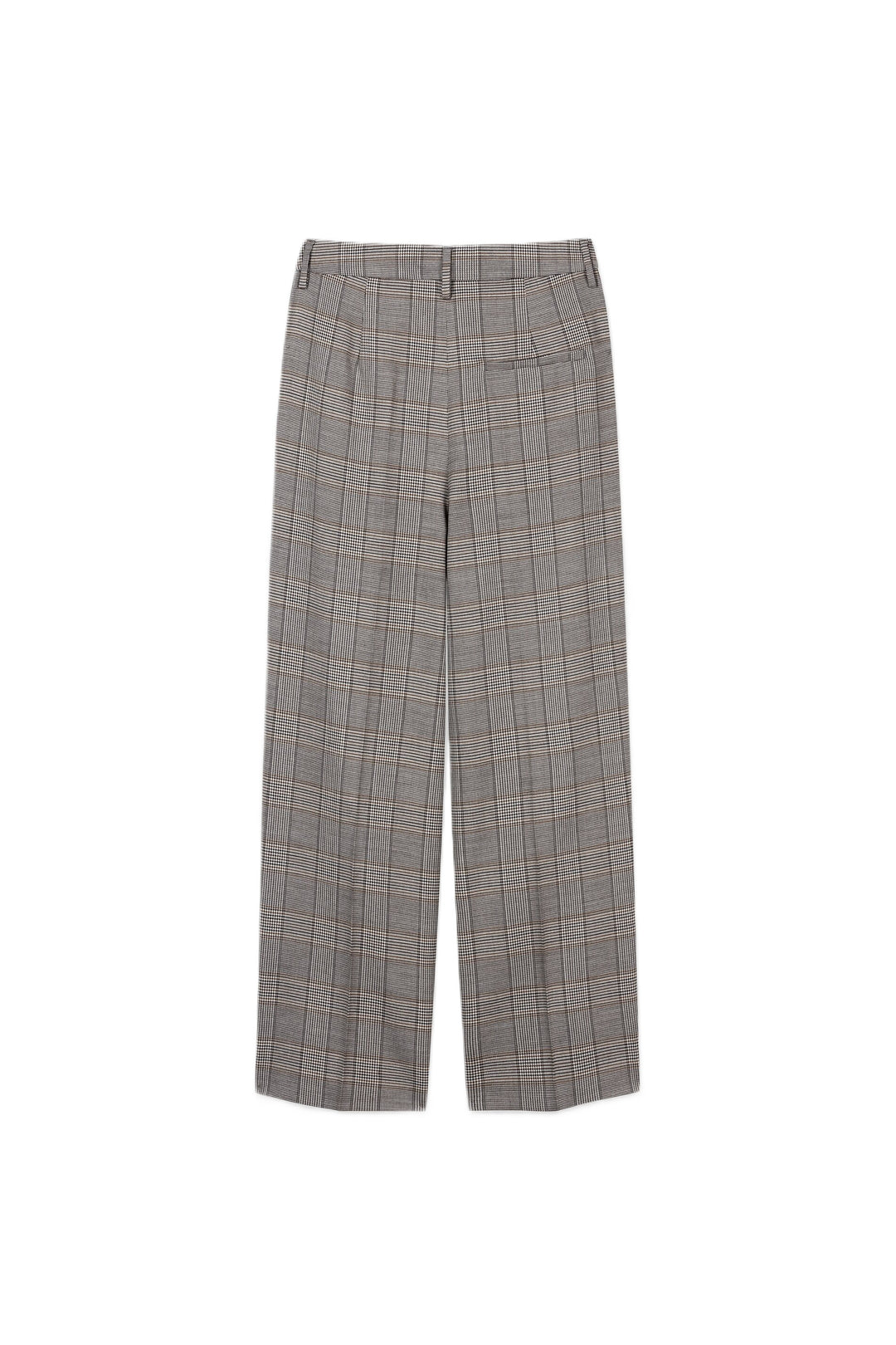 Graue Karo-Hose von Luisa Cerano im Glencheck-Dessin mit Tapered-Schnitt, Bundfalten und verkürzter Länge.