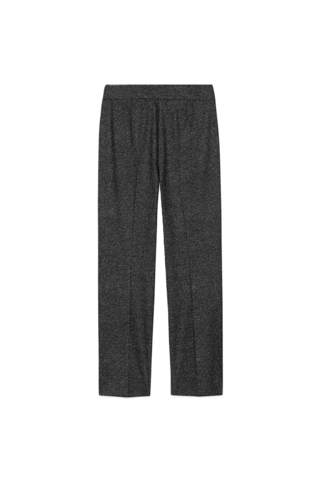 Graue Hose von Luisa Cerano aus Punto Milano mit Babyflare-Silhouette, aufgesetzten Taschen, Stretchbund und verkürztem Schnitt.