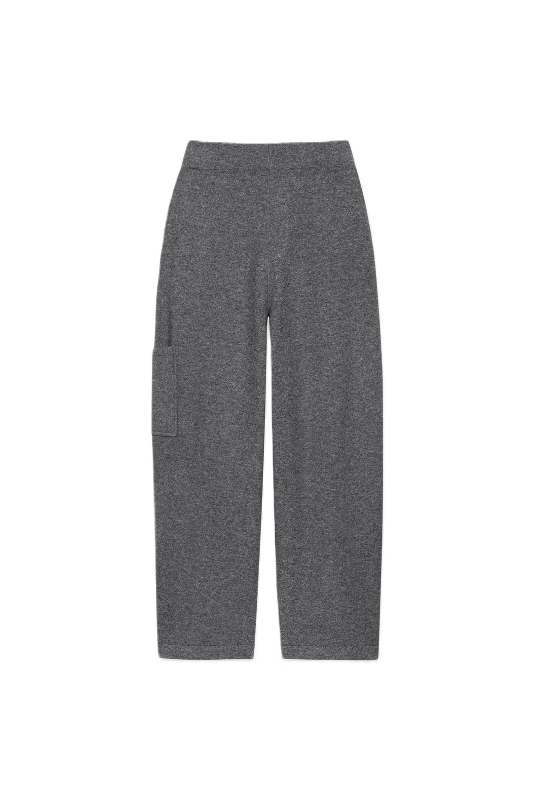 Graue Cargo-Hose von Luisa Cerano aus Kaschmir-Woll-Mix mit weitem, verkürztem Schnitt, elastischem Bund und aufgesetzter Beintasche.