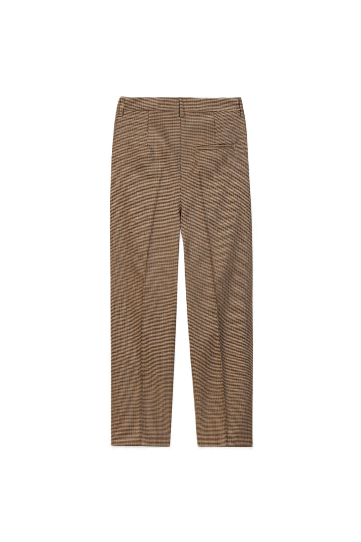 Hose Luisa Cerano in Multi. Diese elegante Tapered Fit Hose aus 100 % Schurwolle überzeugt mit klassischem Glencheck-Muster. Bundfalten, seitliche Eingriffstaschen und der verkürzte Schnitt.