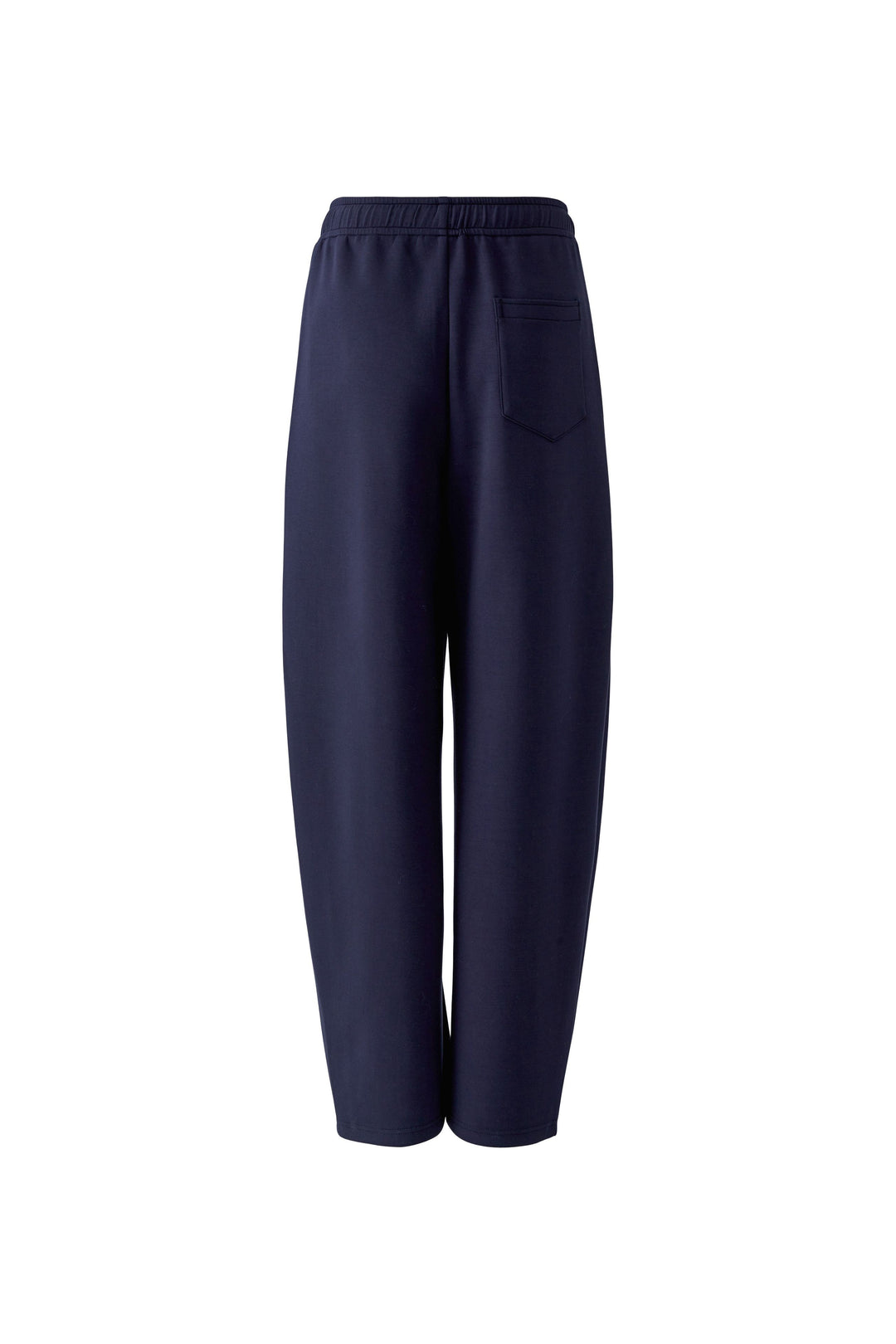 Dunkelblaue Hose von Oui im Barrel Fit aus weicher Scuba-Qualität mit Gummibund und verkürztem Schnitt.