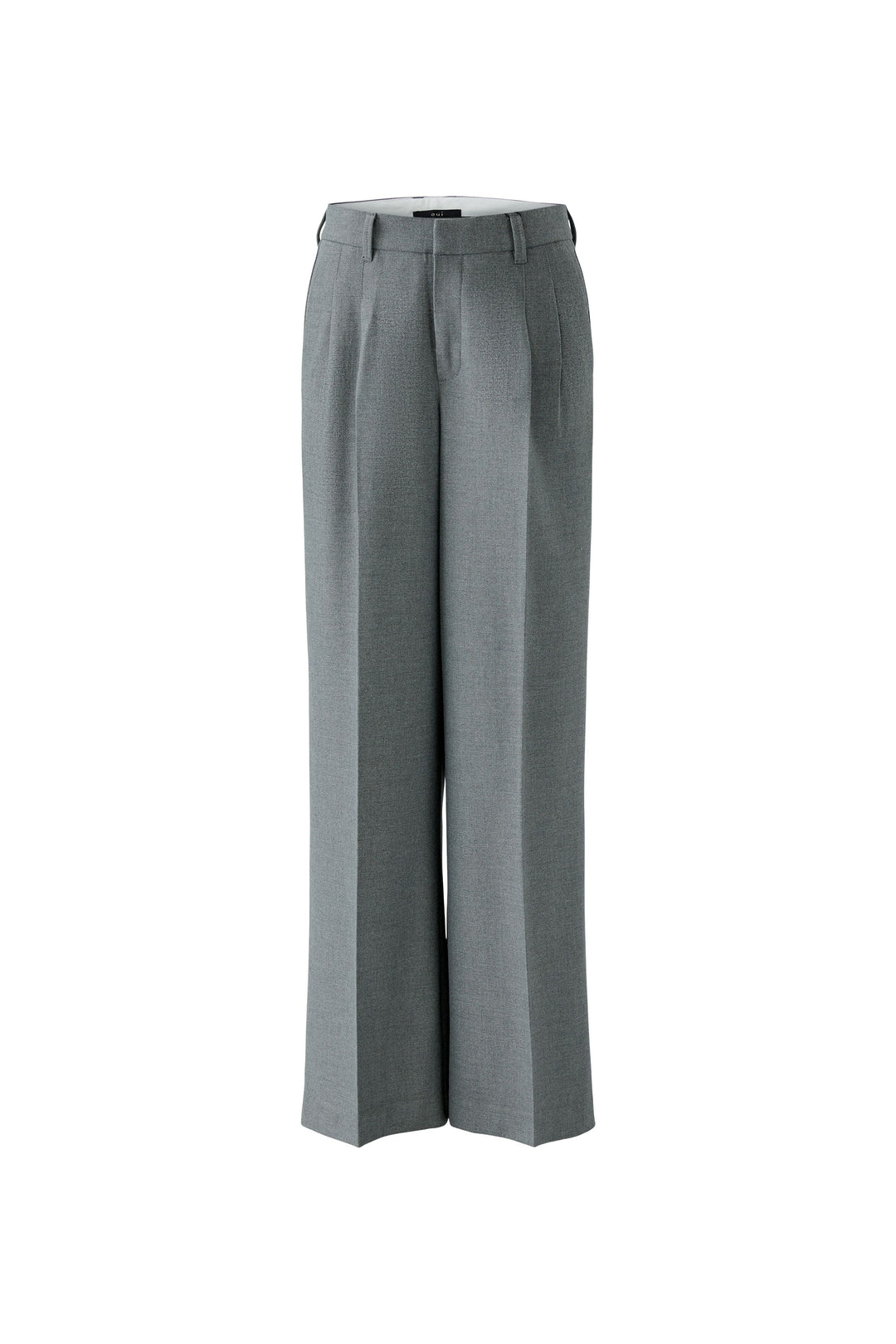 Hose Oui mit weitem Bein. Schmaler Bund mit Gürtelschlaufen und zwei seitlichen Eingrifftaschen. Reißverschluss und elastischer Materialmix aus Polyester, EcoVero Viskose, recycelten Fasern und Elasthan. 