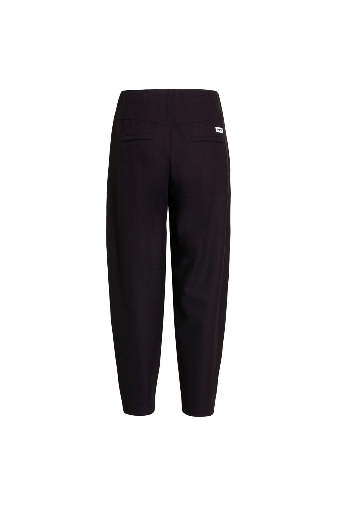 lhouette und leicht verkürztem Bein. Bundfalten und Bügelfalten. Eingearbeiteter Gummibund mit Riegel und Druckknopf. Joggpant-inspirierter Schnitt.