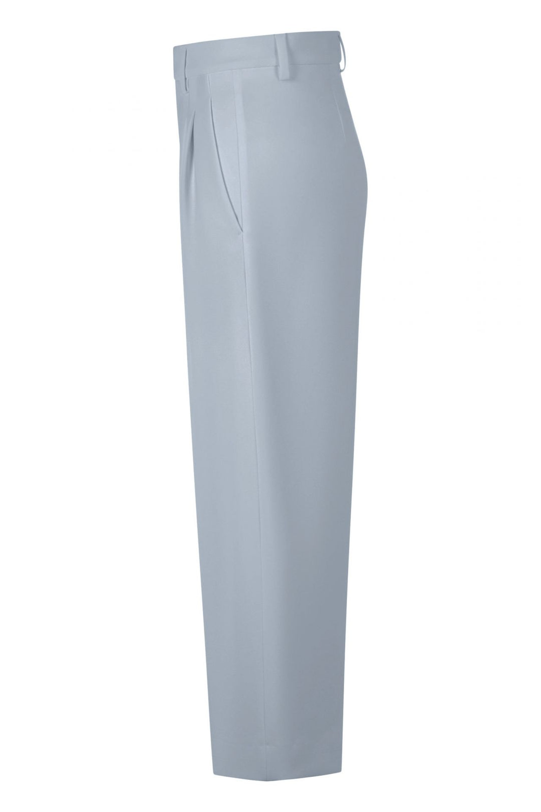 Hose Rossi Noa Crop. Coole Hose in verkürzter Form. Die Hose hat Bundfalten und einen verstellbaren Innenbund. Sie ist High-Waist geschnitten und hat ein verkürztes Bein. Der leichte O-Shape verleiht der Hose einen modernen Look. Die Hose hat schräge Eingriffstaschen und eine Leistentasche auf der Rückseite in hellblau.